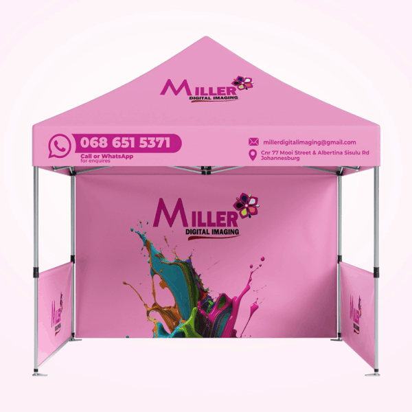 Gazebo-3-x-3-Mete Custom Branded Gazebo (3x3m) with 2 Side Half Walls + Full Back Wall
